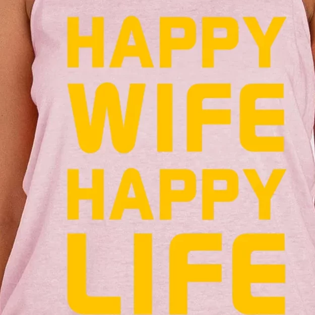 Happy Wife Happy Life Design Perfect Gift For Husband Funny Gift Women's Knotted Racerback Tank