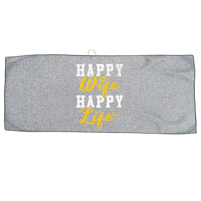 Happy Wife Happy Life Funny 'S Saying Gift Funny Gift Large Microfiber Waffle Golf Towel