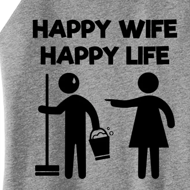 Happy Wife Happy Life Funny Wife Funny Husband Gift Women’s Perfect Tri Rocker Tank