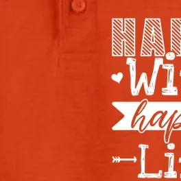 Happy Wife Happy Life Funny Wives Saying Cool Gift Dry Zone Grid Performance Polo