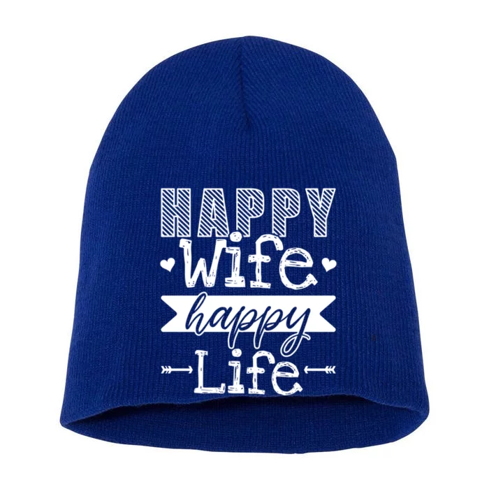 Happy Wife Happy Life Funny Wives Saying Cool Gift Short Acrylic Beanie