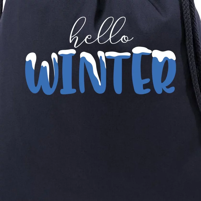 Hello Winter Holiday Season Drawstring Bag