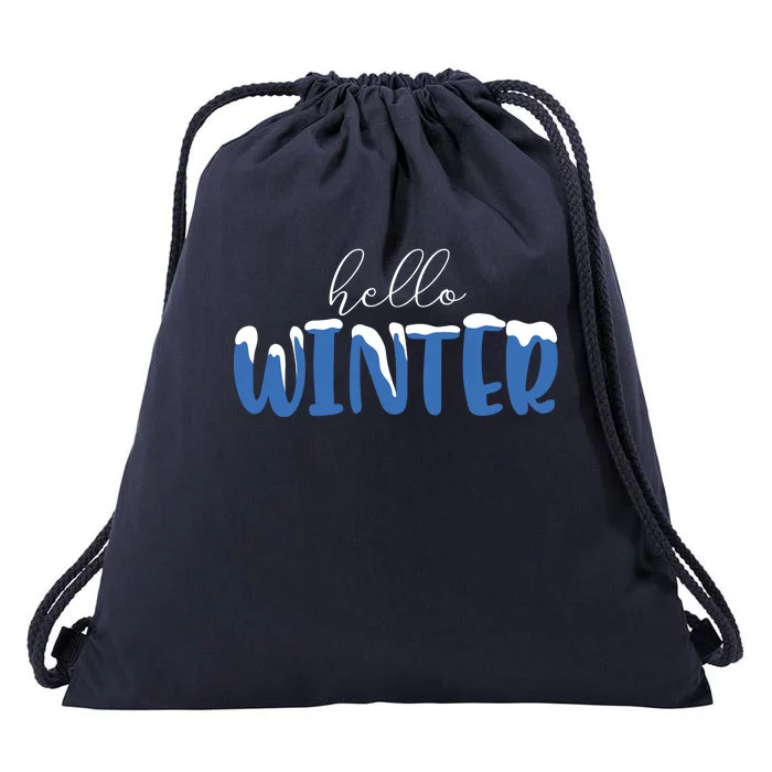 Hello Winter Holiday Season Drawstring Bag