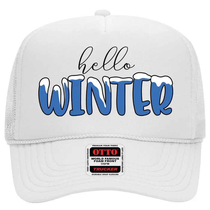 Hello Winter Holiday Season High Crown Mesh Trucker Hat