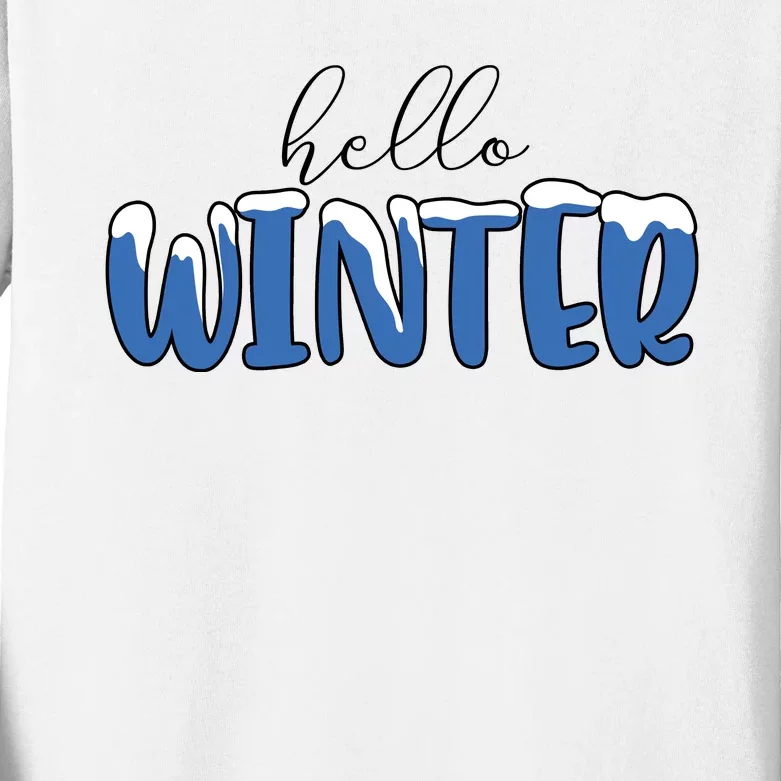 Hello Winter Holiday Season Kids Long Sleeve Shirt