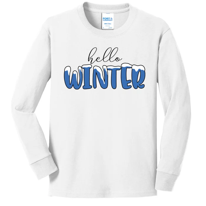 Hello Winter Holiday Season Kids Long Sleeve Shirt