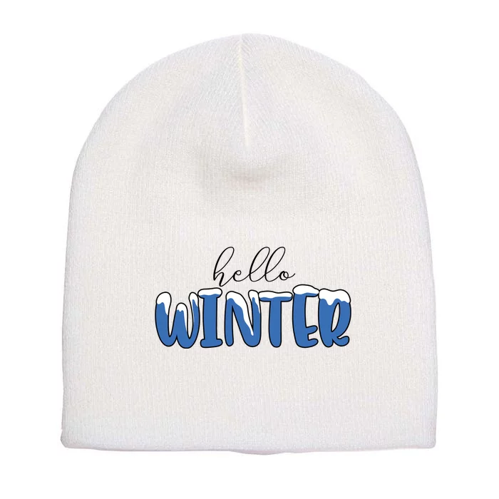 Hello Winter Holiday Season Short Acrylic Beanie