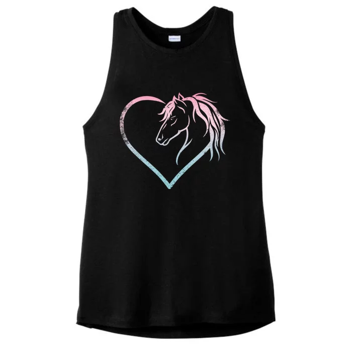 Heart With Horse Head For Horseback Riding Horse Funny Gift Ladies Tri-Blend Wicking Tank