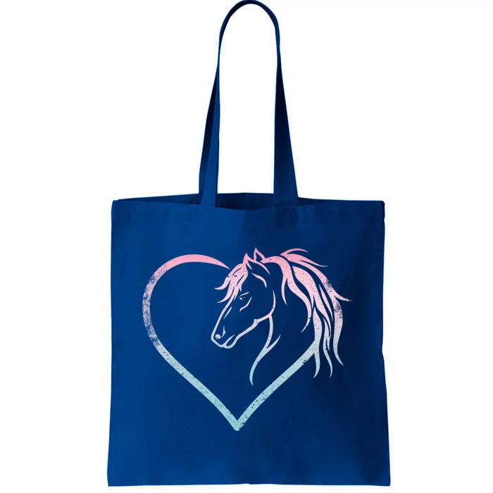 Heart With Horse Head For Horseback Riding Horse Funny Gift Tote Bag