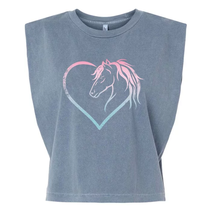 Heart With Horse Head For Horseback Riding Horse Funny Gift Garment-Dyed Women's Muscle Tee