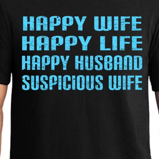 Happy Wife Happy Life Funny Wife Joke For Your Husband Meaningful Gift Pajama Set