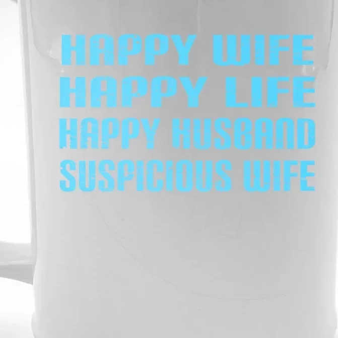 Happy Wife Happy Life Funny Wife Joke For Your Husband Meaningful Gift Front & Back Beer Stein