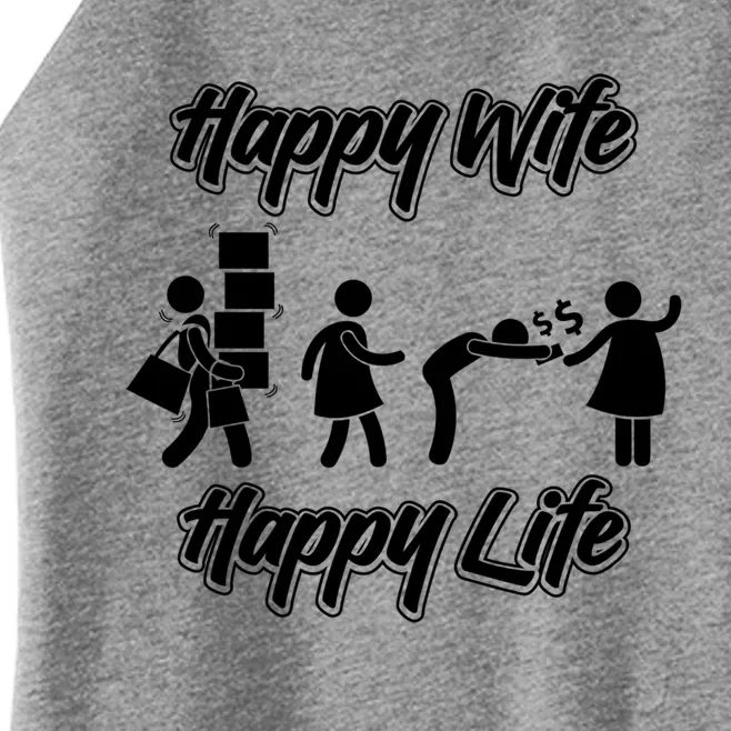 Happy Wife Happy Life – Wife Joke Funny Anniversary Wife Pun Cute Gift Women’s Perfect Tri Rocker Tank