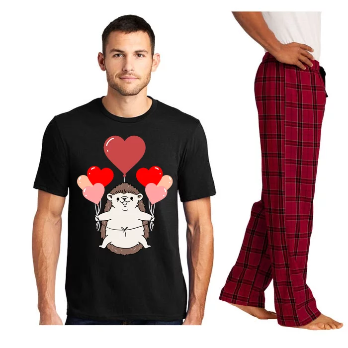 Hedgehog With Heart Balloons Valentines Day Hedgehog Gift Pajama Set