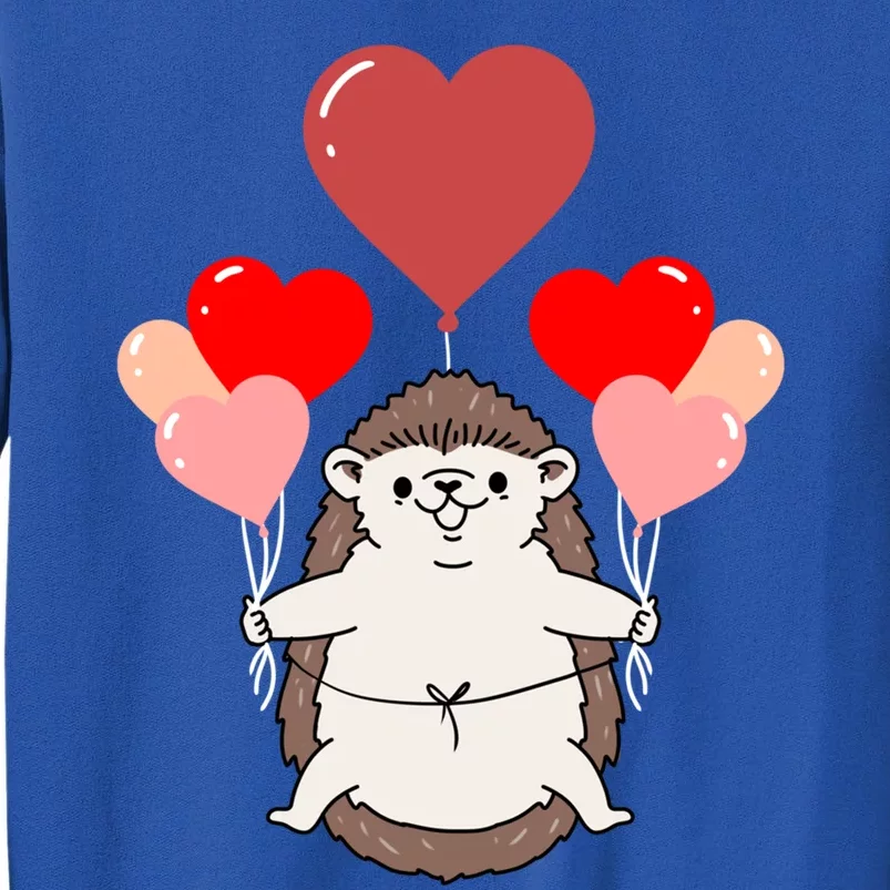 Hedgehog With Heart Balloons Valentines Day Hedgehog Gift Tall Sweatshirt