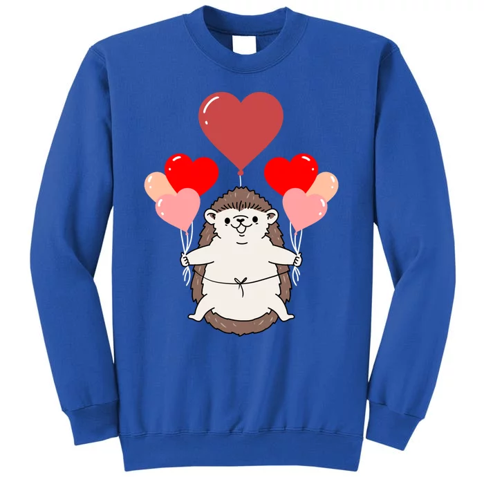 Hedgehog With Heart Balloons Valentines Day Hedgehog Gift Tall Sweatshirt