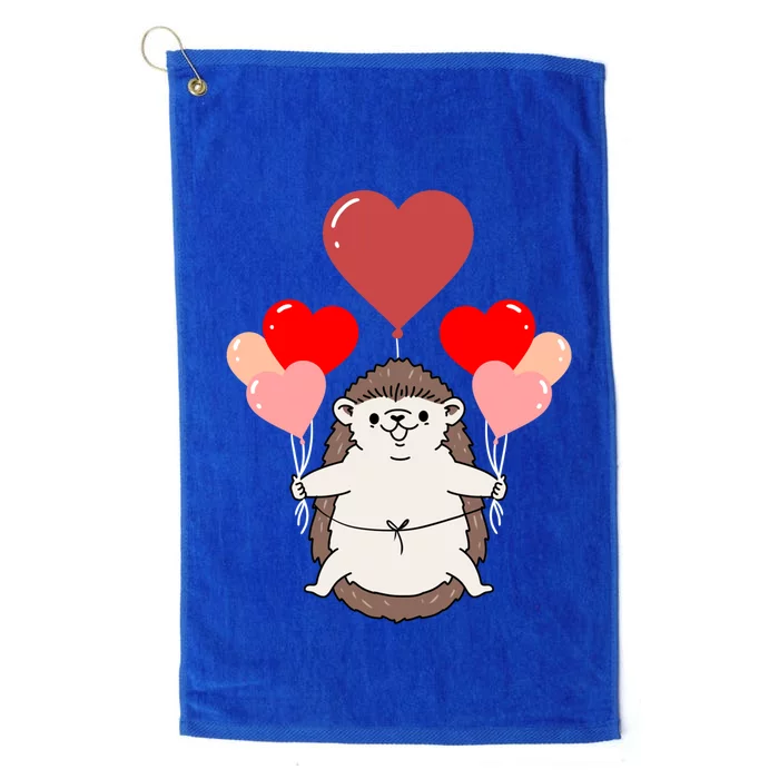 Hedgehog With Heart Balloons Valentines Day Hedgehog Gift Platinum Collection Golf Towel