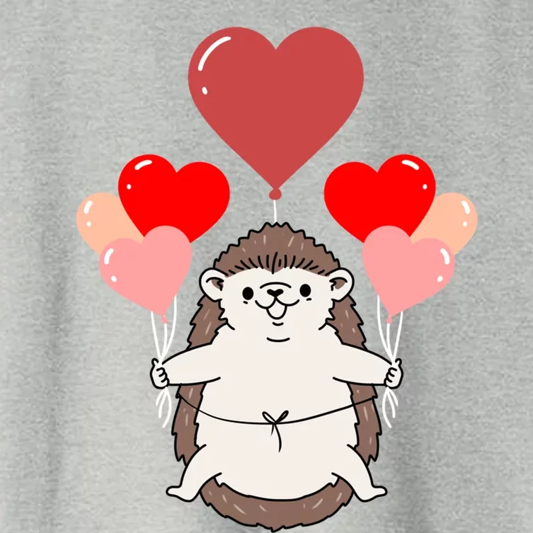 Hedgehog With Heart Balloons Valentines Day Hedgehog Gift Women's Crop Top Tee