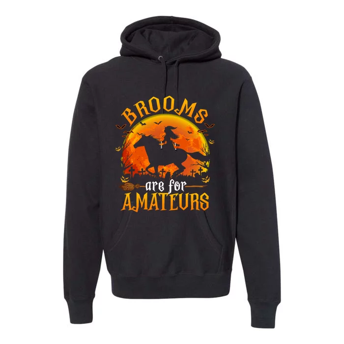 Horses Witch Halloween Funny Brooms Are For Amateurs Premium Hoodie