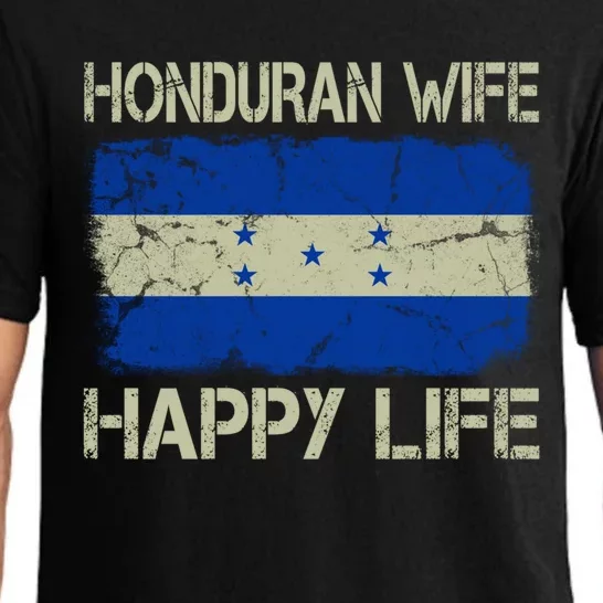 Honduran Wife Happy Life Honduras Flag Funny Husband Great Gift Pajama Set