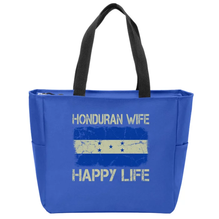 Honduran Wife Happy Life Honduras Flag Funny Husband Great Gift Zip Tote Bag