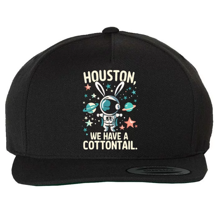 Houston We Have A Cottontail Astronaut Bunny Wool Snapback Cap