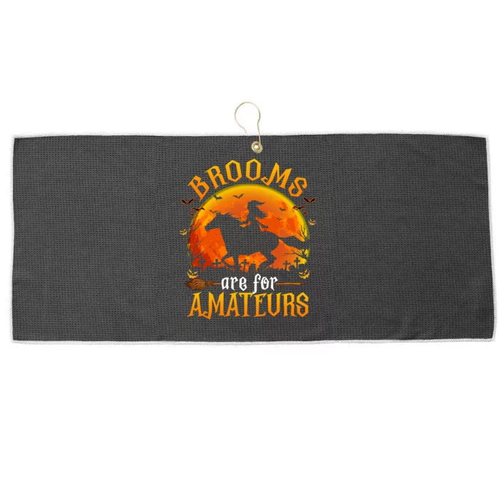 Horses Witch Halloween Funny Brooms Are For Amateurs Large Microfiber Waffle Golf Towel