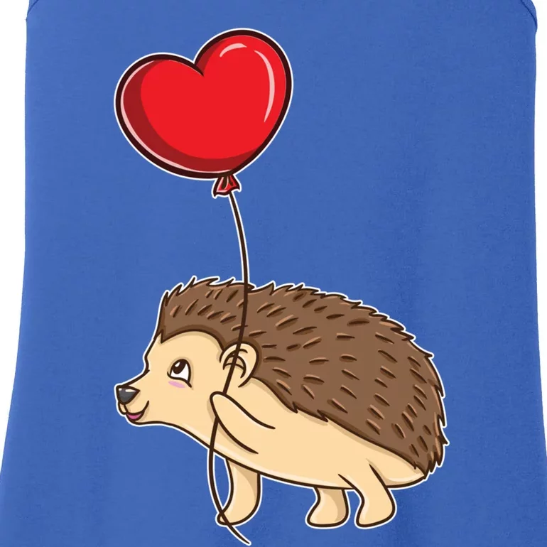 Hedgehog With Heart Balloon Valentines Day Gift Ladies Essential Tank