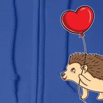 Hedgehog With Heart Balloon Valentines Day Gift Full Zip Hoodie