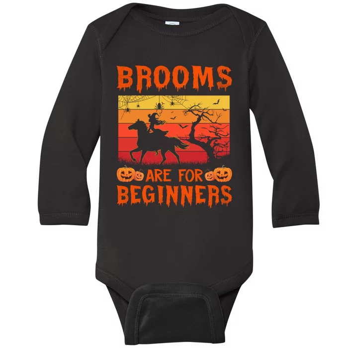 Horses Witch Halloween Brooms Are For Beginners Or Amateurs Baby Long Sleeve Bodysuit