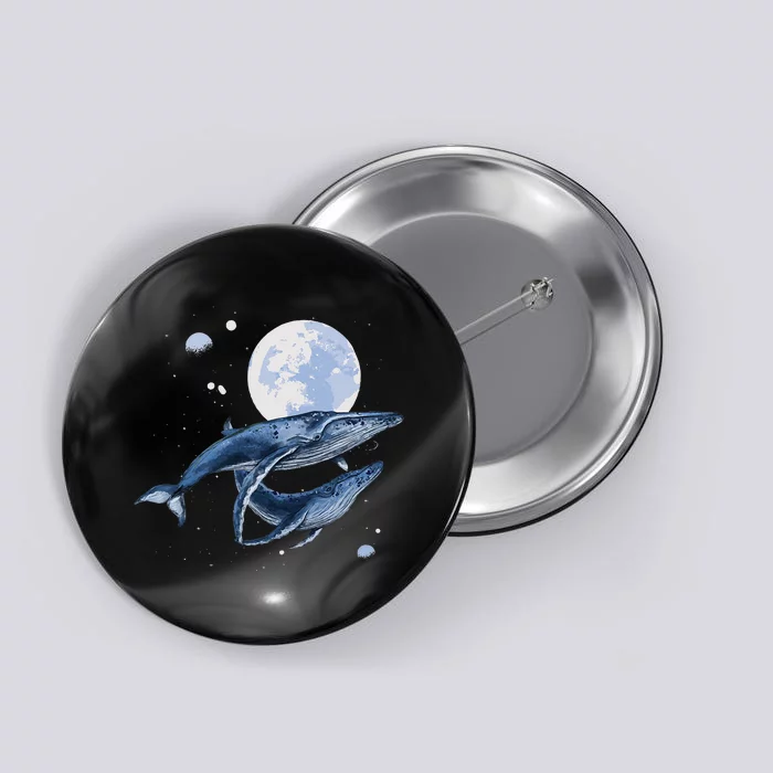 Humpback Whale In Space Funny Beluga Orca Blue Whale Button