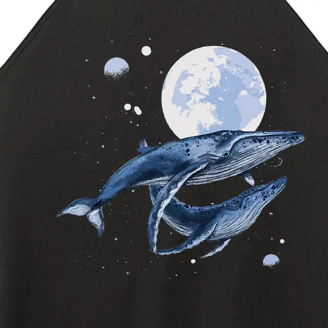 Humpback Whale In Space Funny Beluga Orca Blue Whale Women’s Perfect Tri Rocker Tank