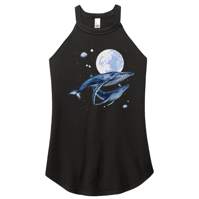 Humpback Whale In Space Funny Beluga Orca Blue Whale Women’s Perfect Tri Rocker Tank