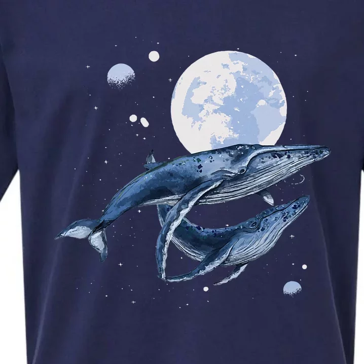 Humpback Whale In Space Funny Beluga Orca Blue Whale Sueded Cloud Jersey T-Shirt