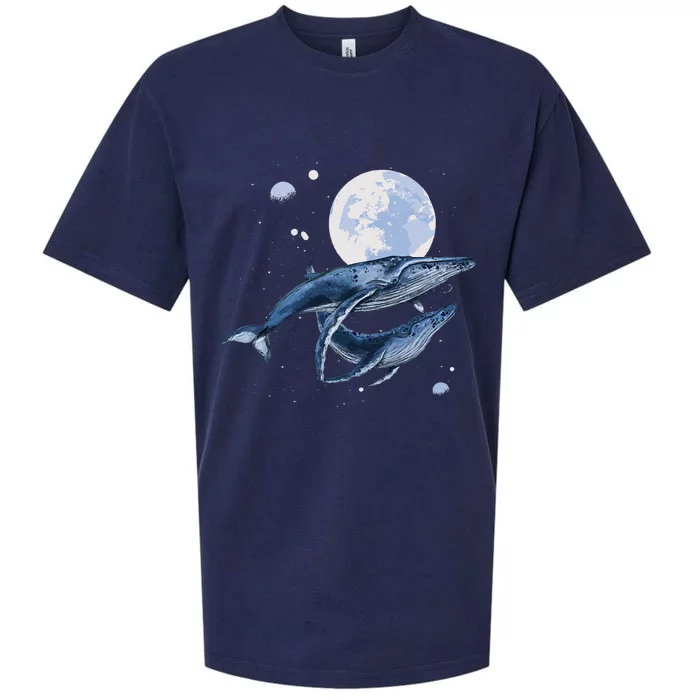 Humpback Whale In Space Funny Beluga Orca Blue Whale Sueded Cloud Jersey T-Shirt