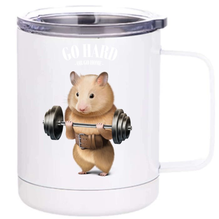 Hamster Weightlifting In Fitness Gym Meaningful Gift Front & Back 12oz Stainless Steel Tumbler Cup