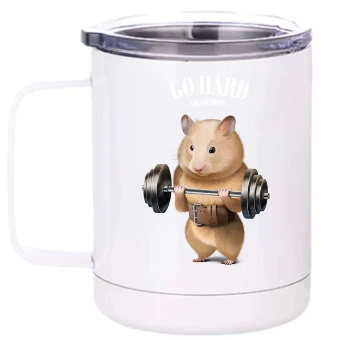 Hamster Weightlifting In Fitness Gym Meaningful Gift Front & Back 12oz Stainless Steel Tumbler Cup