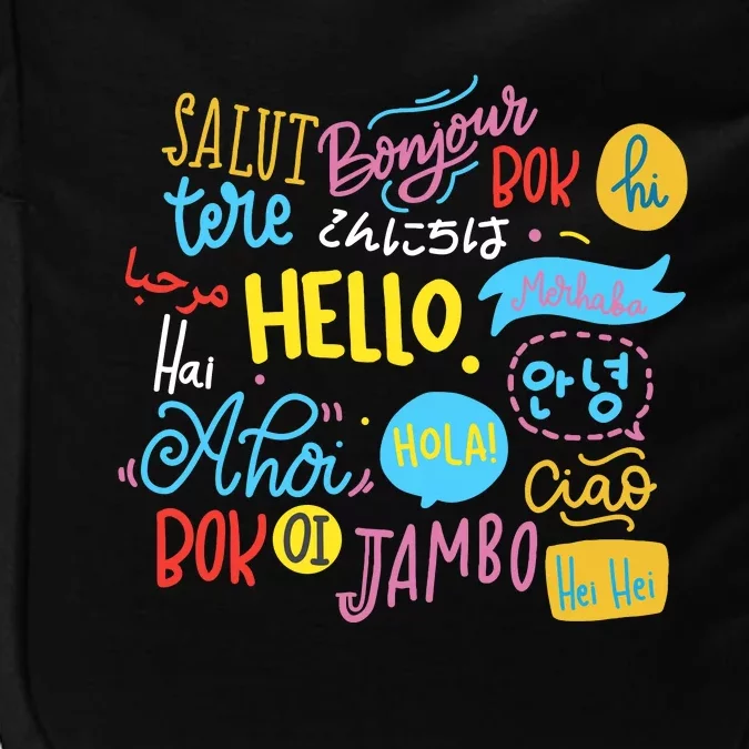 Hello Word In Different Languages Travel And Teacher Lover Impact Tech Backpack