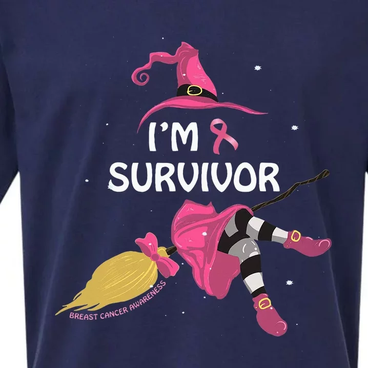 Halloween Witch I’M A Survivor Breast Cancer Ribbon Sueded Cloud Jersey T-Shirt