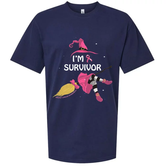 Halloween Witch I’M A Survivor Breast Cancer Ribbon Sueded Cloud Jersey T-Shirt