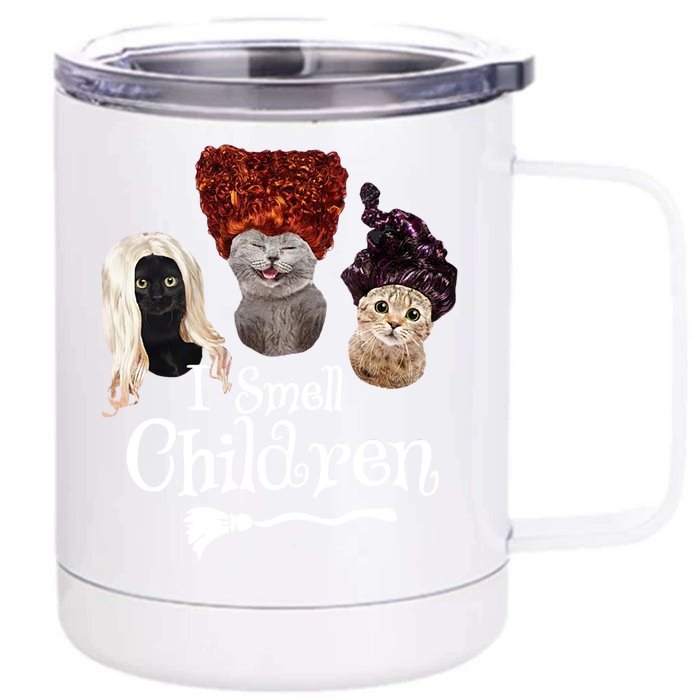 Halloween Witches I Smell Children Funny Gift Front & Back 12oz Stainless Steel Tumbler Cup