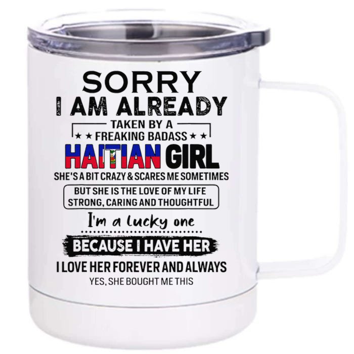 Haitian Wife IM Lucky One To Have A Haitian Front & Back 12oz Stainless Steel Tumbler Cup