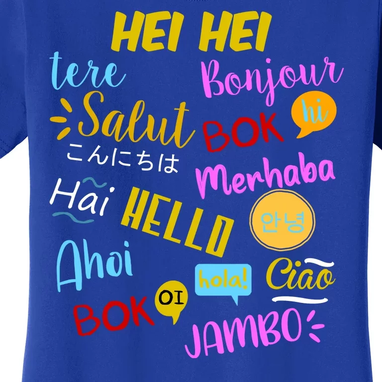 Hello Word In Different Languages Travel And Teacher Women's T-Shirt