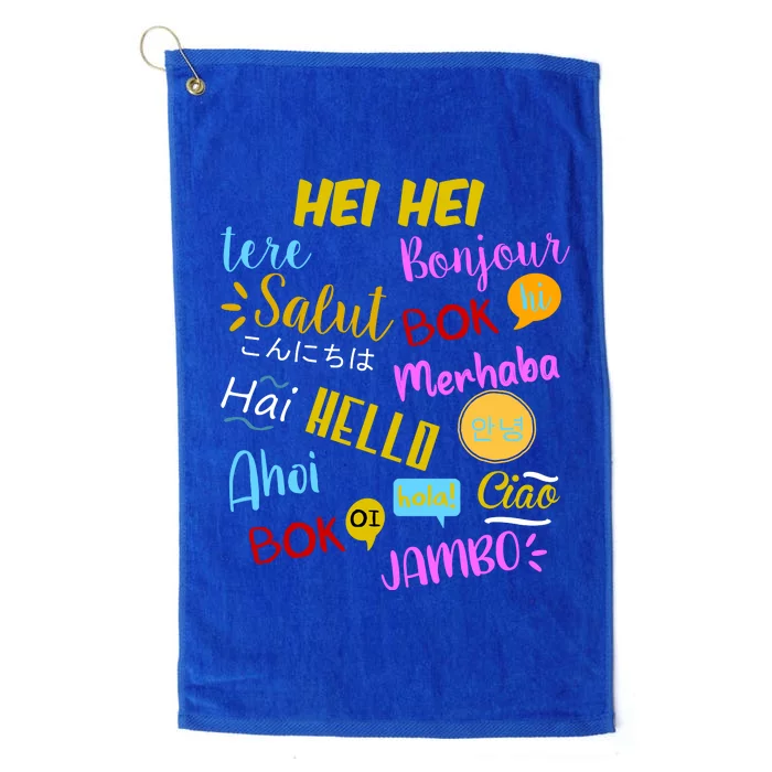 Hello Word In Different Languages Travel And Teacher Platinum Collection Golf Towel