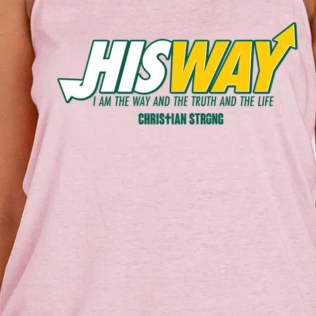 His Way I Am The Way The Truth And The Life Christian Strong Women's Knotted Racerback Tank