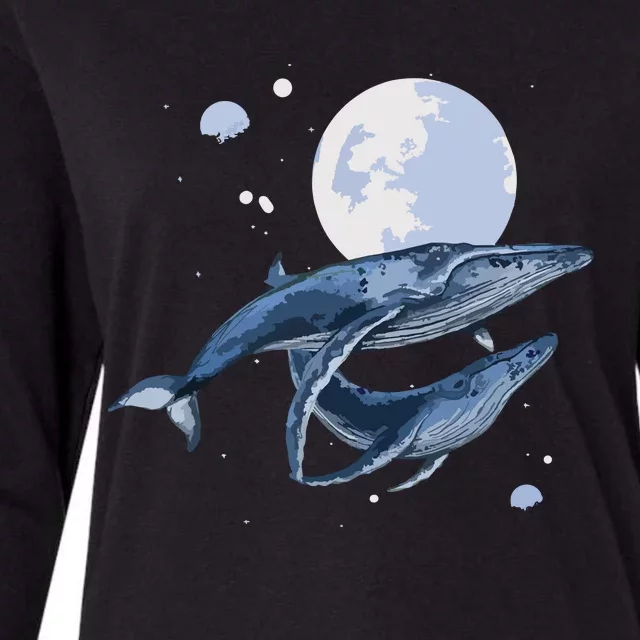 Humpback Whale In Space | Funny Beluga Orca Blue Whale Womens Cotton Relaxed Long Sleeve T-Shirt