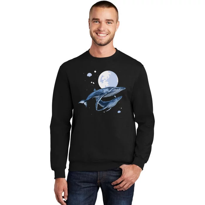 Humpback Whale In Space | Funny Beluga Orca Blue Whale Tall Sweatshirt