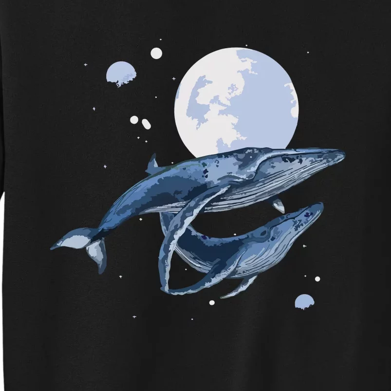 Humpback Whale In Space | Funny Beluga Orca Blue Whale Tall Sweatshirt