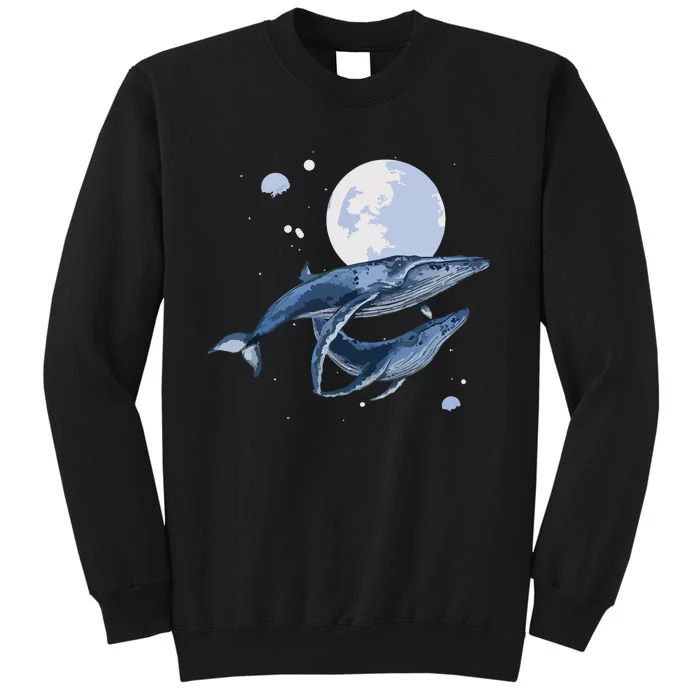 Humpback Whale In Space | Funny Beluga Orca Blue Whale Tall Sweatshirt