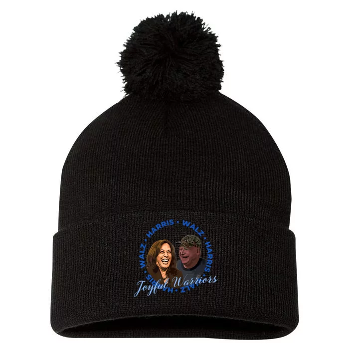 Harris Walz Joyful Warriors Walz Kamala Harris 2024 Pom Pom 12in Knit Beanie